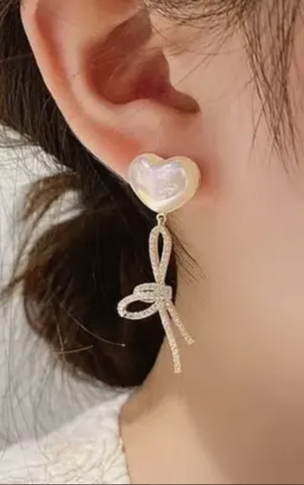 Heart Earrings Korean Style - Image 2