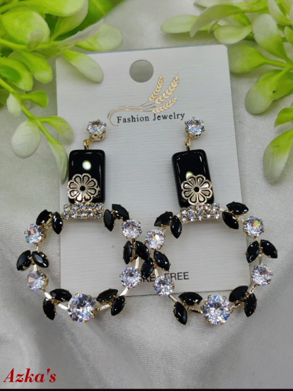 Stone & Clear Gems Earrings